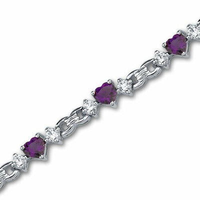 Amethyst Bracelet Sterling Silver Heart Shape 3.75 Carats