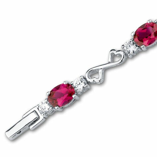 Ruby Bracelet Sterling Silver Oval Shape 9 Carats