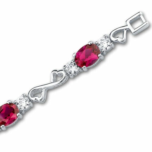 Ruby Bracelet Sterling Silver Oval Shape 9 Carats