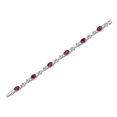 Ruby Bracelet Sterling Silver Oval Shape 9 Carats