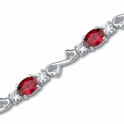 Ruby Bracelet Sterling Silver Oval Shape 9 Carats