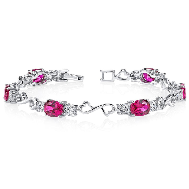 Ruby Bracelet Sterling Silver Oval Shape 9 Carats