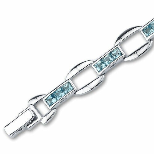 Swiss Blue Topaz Bracelet Sterling Silver Princess 4.5 Carats