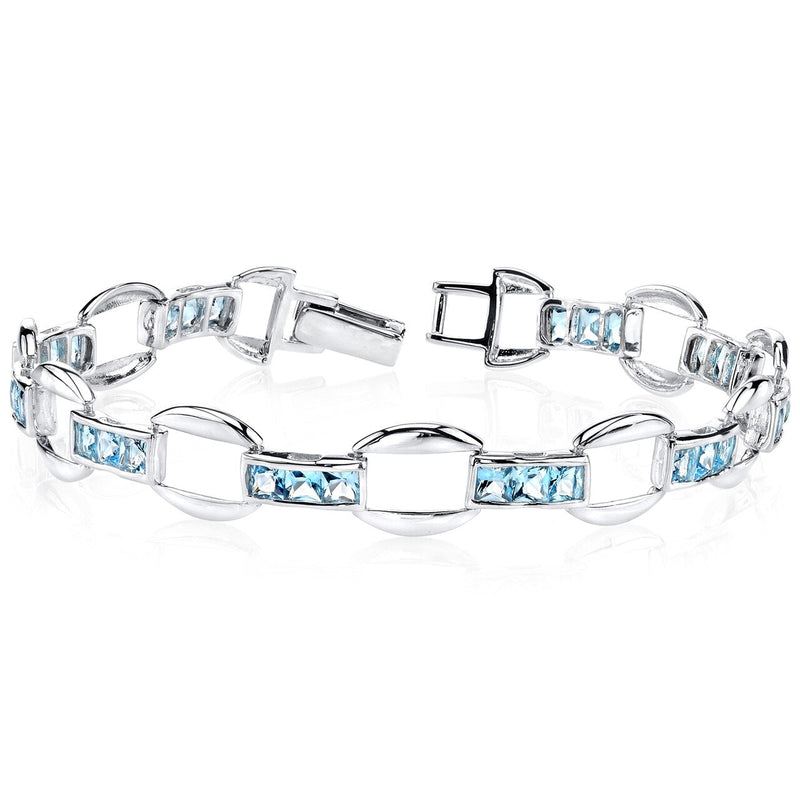 Swiss Blue Topaz Bracelet Sterling Silver Princess 4.5 Carats