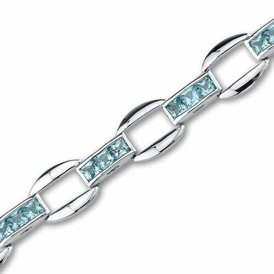 Swiss Blue Topaz Bracelet Sterling Silver Princess 4.5 Carats