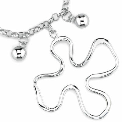 Sterling Silver Rolo Chain Bracelet with a Jigsaw Puzzle Charm Sb3288