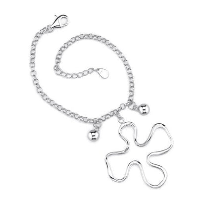 Sterling Silver Rolo Chain Bracelet with a Jigsaw Puzzle Charm Sb3288