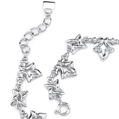 Sterling Silver Fancy Link Bracelet with Tulip and Star Charms