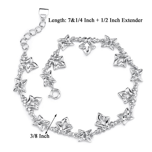 Sterling Silver Fancy Link Bracelet with Tulip and Star Charms