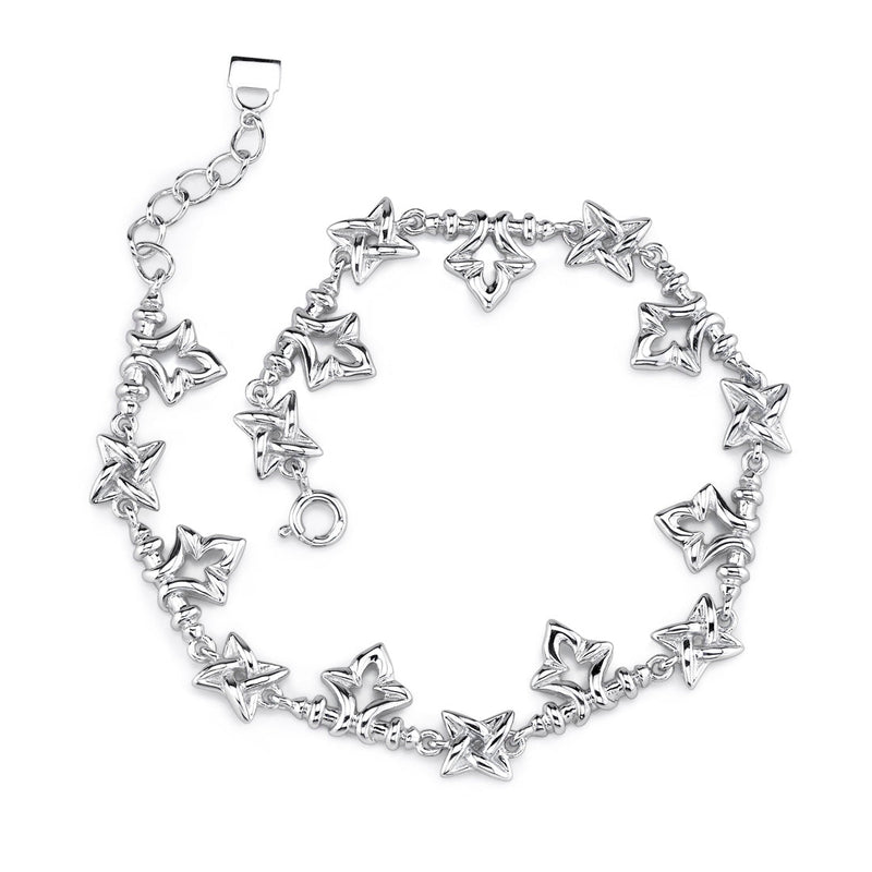 Sterling Silver Fancy Link Bracelet with Tulip and Star Charms