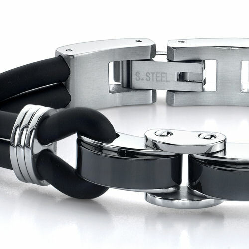 Trendy Innovation: Steel Panther and Rubber Cord Bracelet SB3374