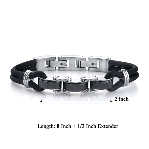 Trendy Innovation: Steel Panther and Rubber Cord Bracelet SB3374