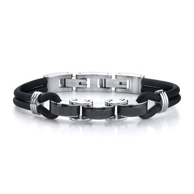 Trendy Innovation: Steel Panther and Rubber Cord Bracelet SB3374