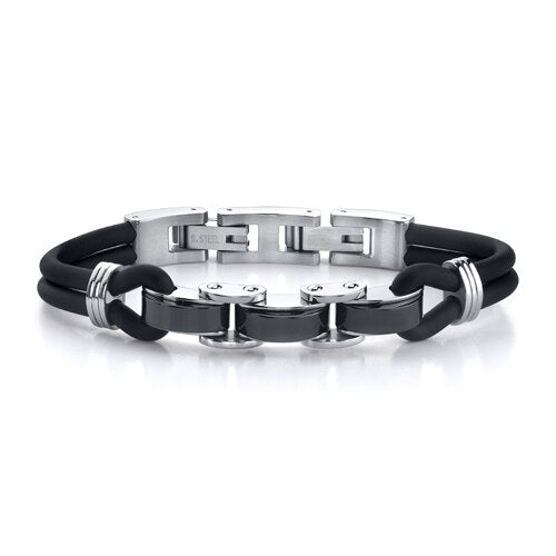 Trendy Innovation: Steel Panther and Rubber Cord Bracelet SB3374