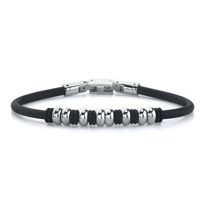 Strikingly Elegant: Steel Bead and Rubber Ring Bracelet