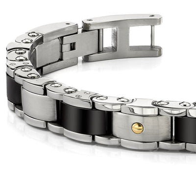 Men's Brushed Matte Finish Two-Tone Stainless Steel Bracelet