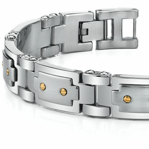 Wrist Hugging 18 Karat Gold and Stainless Steel Mens Bracelet