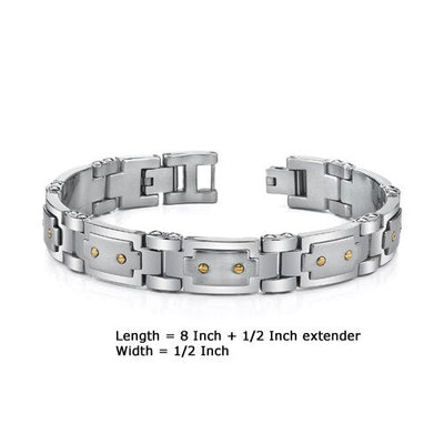 Wrist Hugging 18 Karat Gold and Stainless Steel Mens Bracelet