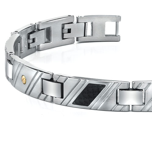 Stainless Steel with Gold Rivets Accent Bracelet