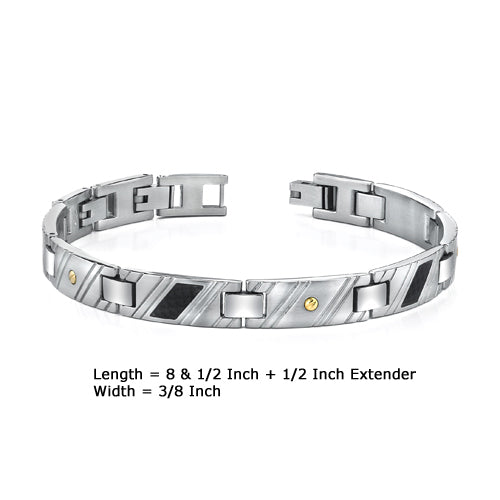 Stainless Steel with Gold Rivets Accent Bracelet