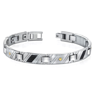 Stainless Steel with Gold Rivets Accent Bracelet