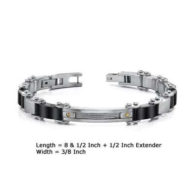 Steel Bracelet with Cable Design and 18 Karat Gold Rivets SB3486