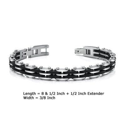 Stainless Steel Bracelet with Black Carbon Fiber