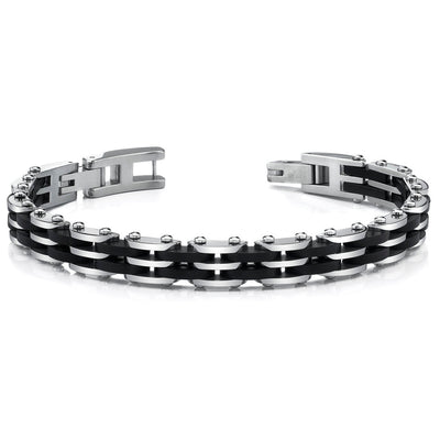 Stainless Steel Bracelet with Black Carbon Fiber