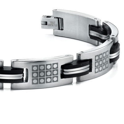 Stainless Steel with Laser Etched Pattern Bracelet