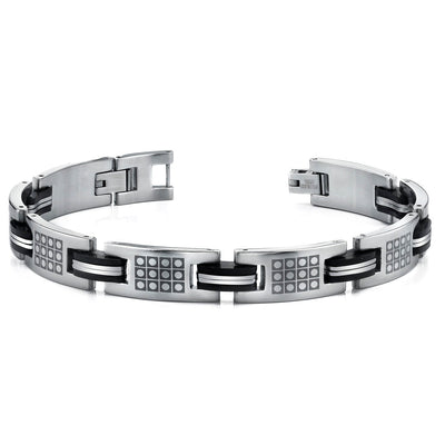 Stainless Steel with Laser Etched Pattern Bracelet