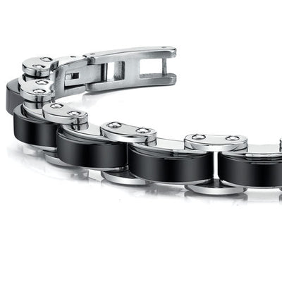 Men's Black Links Chain Stainless Steel Bracelet