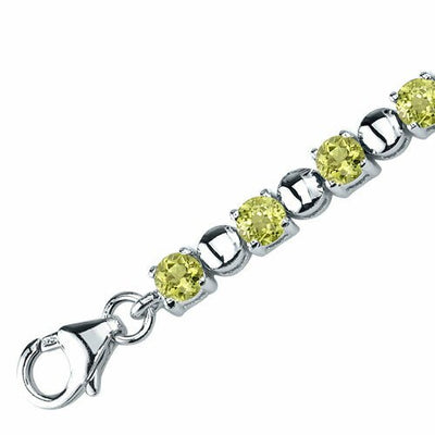 Peridot Bracelet Sterling Silver Round Shape 6.75 Carats