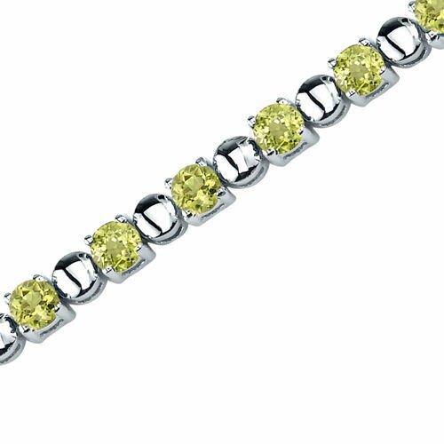 Peridot Bracelet Sterling Silver Round Shape 6.75 Carats