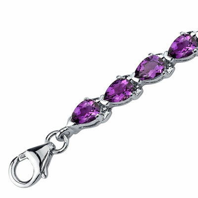 Amethyst Bracelet Sterling Silver Pear Shape 7.75 Carats