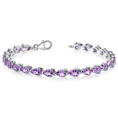 Amethyst Bracelet Sterling Silver Pear Shape 7.75 Carats