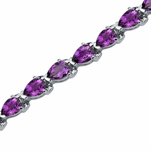 Amethyst Bracelet Sterling Silver Pear Shape 7.75 Carats