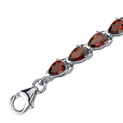 Garnet Bracelet Sterling Silver Pear Shape 12 Carats