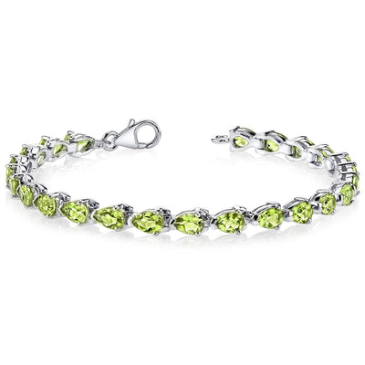 Peridot Bracelet Sterling Silver Pear Shape 9.5 Carats