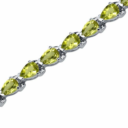 Peridot Bracelet Sterling Silver Pear Shape 9.5 Carats