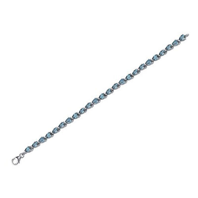 London Blue Topaz Bracelet Sterling Silver Pear Shape 9.5 Carats