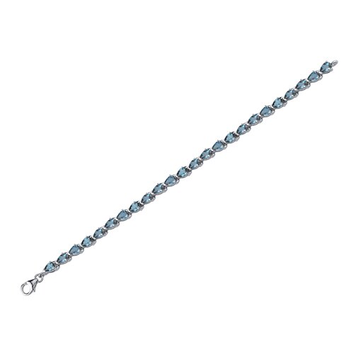 London Blue Topaz Bracelet Sterling Silver Pear Shape 9.5 Carats