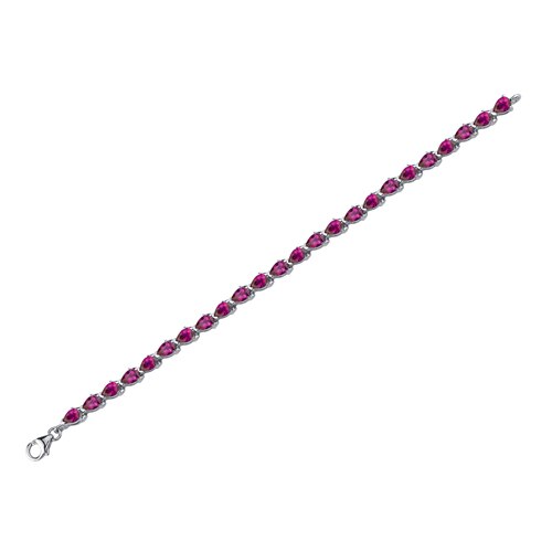 Ruby Tennis Bracelet Sterling Silver Pear Shape 9.5 Carats