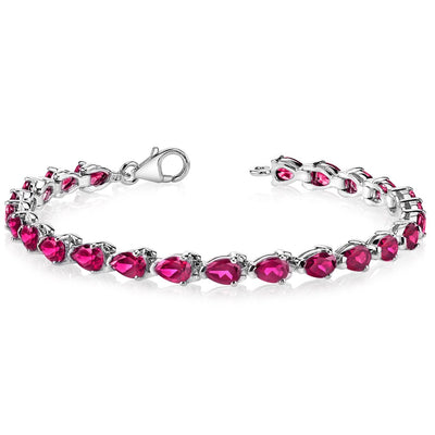 Ruby Tennis Bracelet Sterling Silver Pear Shape 9.5 Carats