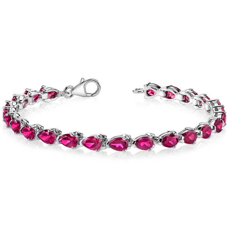 Ruby Tennis Bracelet Sterling Silver Pear Shape 9.5 Carats