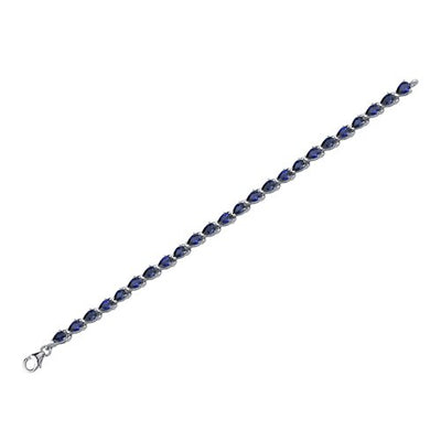 Blue Sapphire Bracelet Sterling Silver Pear Shape 9.5 Carats