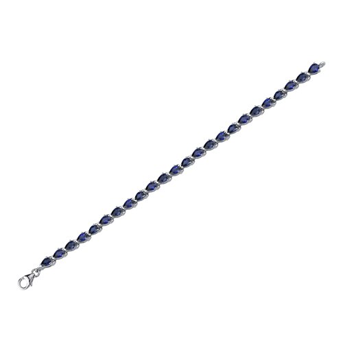 Blue Sapphire Bracelet Sterling Silver Pear Shape 9.5 Carats