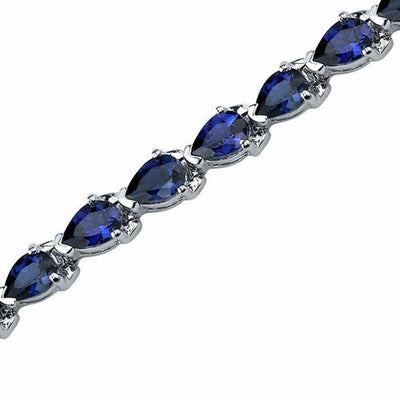 Blue Sapphire Bracelet Sterling Silver Pear Shape 9.5 Carats