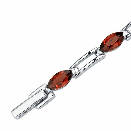 Garnet Bracelet Sterling Silver Marquise Shape 6.75 Carats