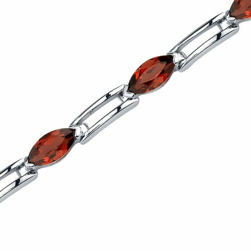 Garnet Bracelet Sterling Silver Marquise Shape 6.75 Carats