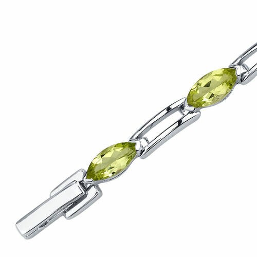 Peridot Bracelet Sterling Silver Marquise Shape 5.75 Carats